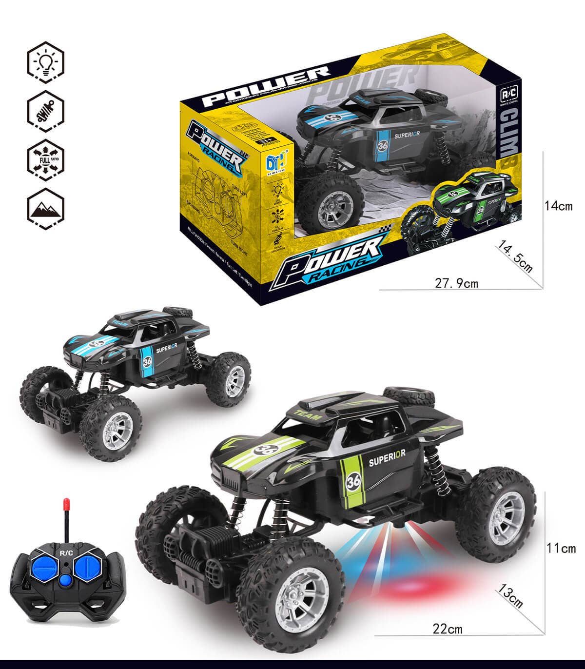 Kinder-Buggy mit Fernbedienung – 4 Fahrtrichtungen, Batteriebetrieb, Spielzeugauto