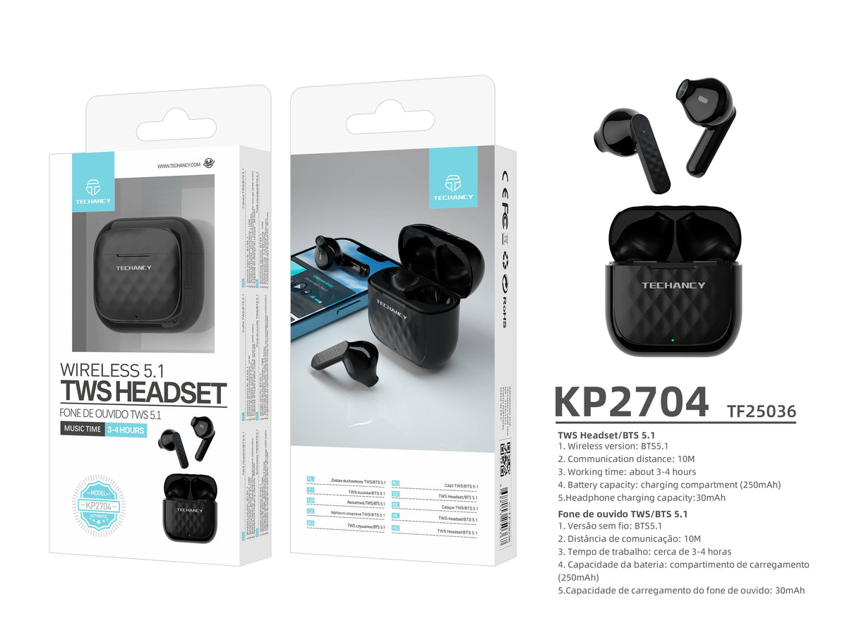 TECHANCY TWS kabellose Earbuds mit Bluetooth 5.0