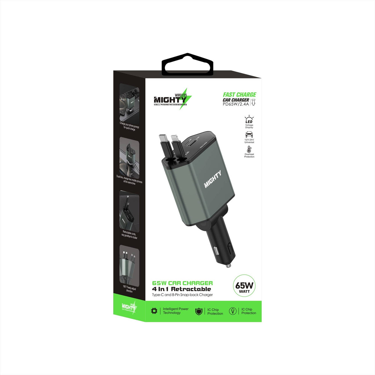 65W 4-in-1 einziehbares Autoladegerät MK151