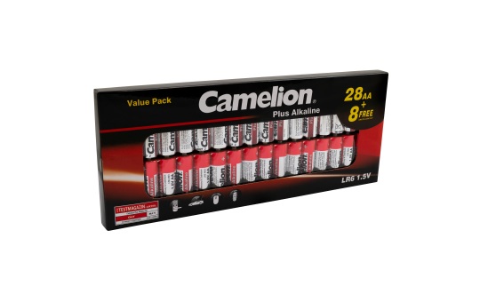 Mignon-Batterie Alkaline 1,5V, Typ AA/LR06, 28+8 Pack