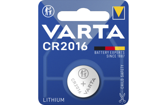 Lithium-Knopfzelle VARTA ''Electronics'', CR 2016, 90mAh, 3V, 1er-Blister