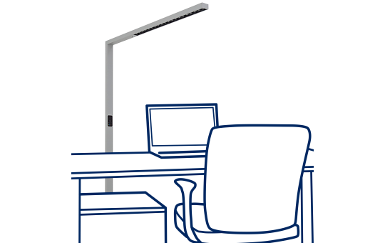 LED-Schreibtisch-Stehleuchte ROLF KERN „Clever-Pro“ mit Touch Display, PIR & Tageslicht-Sensor