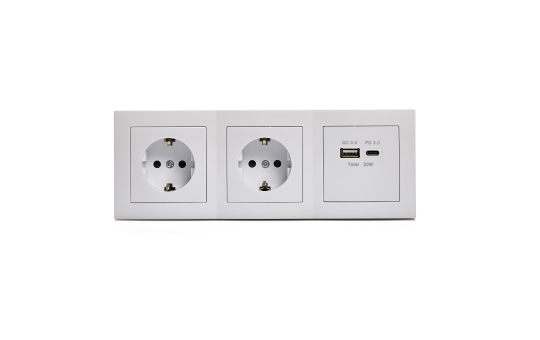 Steckdosenblock McPower ''Flair'' Aufbau, 2-fach Schutzkontakt + 2x USB A+C