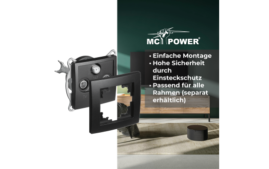 Antennendose McPower ''Flair'' für TV, Radio und Sat, UP, matt schwarz