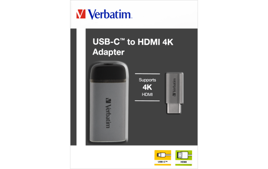 Adapter USB-C auf HDMI 4K Verbatim, 10cm Kabel, Aluminiumgehäuse