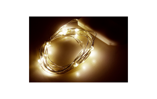 LED Draht-Lichterkette McShine ''Micro'' 20 LEDs, warmweiß, Batteriebetrieb