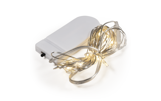 LED Draht-Lichterkette McShine ''Micro'' 20 LEDs, warmweiß, Batteriebetrieb