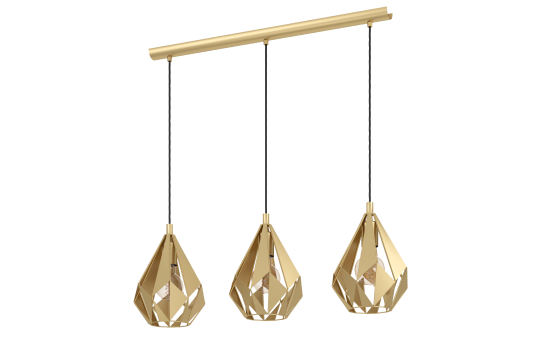 Hängeleuchte EGLO ''Carlton'', 3-flammig, E27, Stahl, gold, 80,5x20,5x110cm