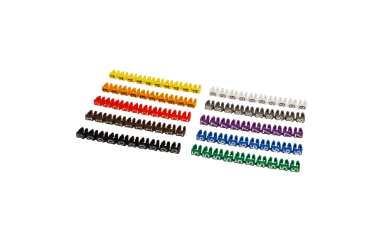 Kabelmarker-Clips McPower, bedruckt mit Ziffern 0-9, Kabeldurchmesser bis 6mm, Kunststoff