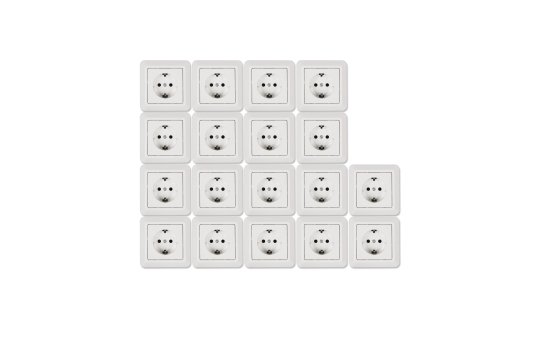 Schutzkontakt-Steckdose McPower ''Cup'' Einsteckschutz, 18er-Pack, inkl. Rahmen