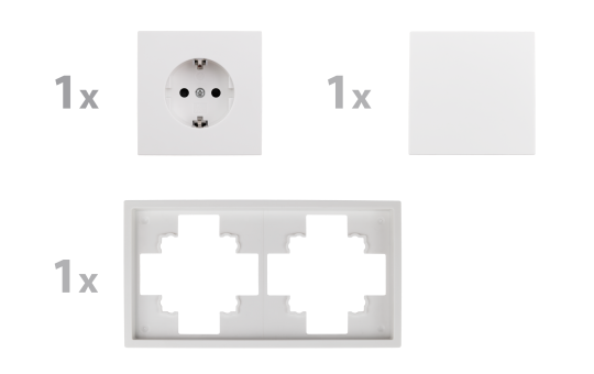Schalter und Steckdosen Set McPower Shallow ''Tür 2-fach Profi'' 3-teilig, Steckanschluss