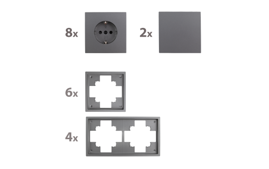 Schalter und Steckdosen Set McPower Shallow ''Standard'' 20-teilig, anthrazit, Steckanschluss