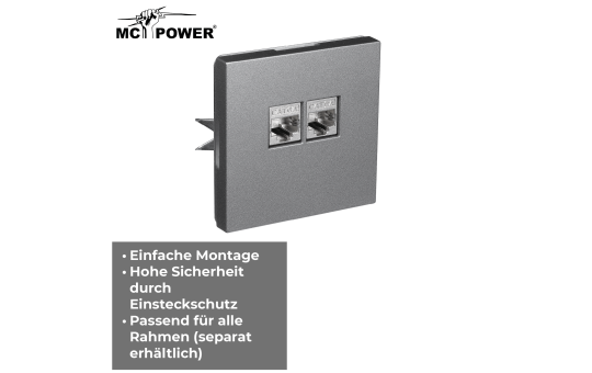 Netzwerk-Dose McPower ''Shallow'' CAT6A, UP, anthrazit, vollgeschirmt