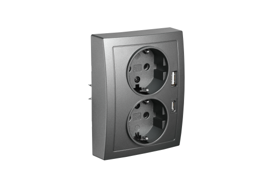 Schutzkontakt-Steckdose McPower ''Flair'' 2-fach, 250V~/16A, USB-A+C, PD20W