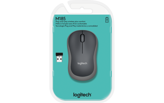 Maus Logitech ''M185'', 1000dpi, grau-schwarz, kabellos