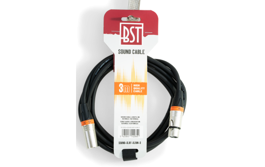Hochwertiges Audiokabel BST ''SOUND-XLRM-XLRF-3'' 3m, XLR Stecker u. Buchse