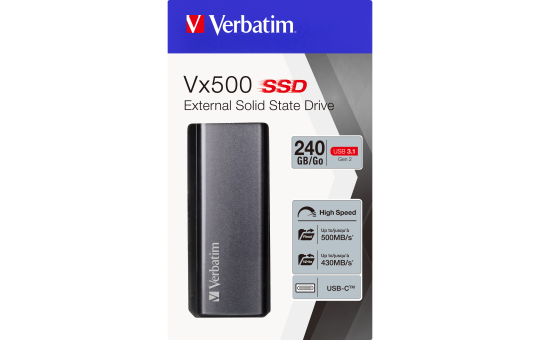 SSD 240GB Verbatim, USB 3.1, Typ A-C, Mini, Vx500, (R) 500MB/s, (W) 430MB/s
