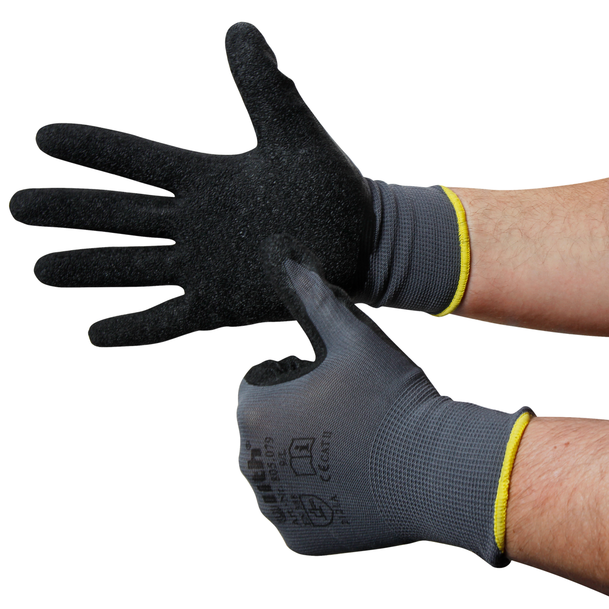 Montage-Feinstrickhandschuhe, Größe 8/M, grau, 13G-Trägermaterial, Latex