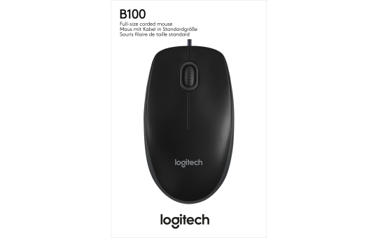 Maus Logitech ''B100'', USB, 800dpi, schwarz, kabelgebunden