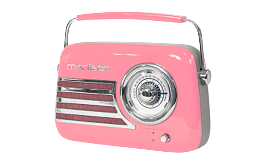 Tragbares Nostalgie Radio ''FREESOUND-VR40P'' mit Bluetooth, USB & FM 30W, pink