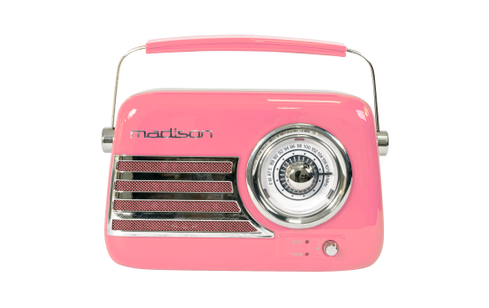 Tragbares Nostalgie Radio ''FREESOUND-VR40P'' mit Bluetooth, USB & FM 30W, pink