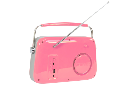 Tragbares Nostalgie Radio ''FREESOUND-VR40P'' mit Bluetooth, USB & FM 30W, pink