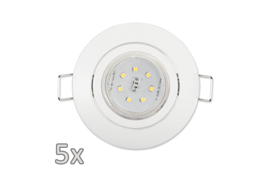 Einbauleuchten-Set McShine, 5xRahmen, 5xLED-Strahler, GU10, 3W, 300 lm, weiß