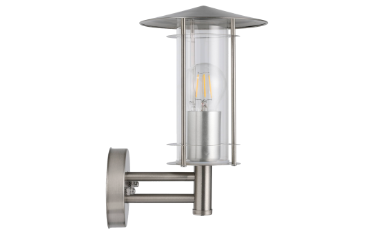 Wandleuchte EGLO ''Lisio'', Edelstahl, E27, klares Glas