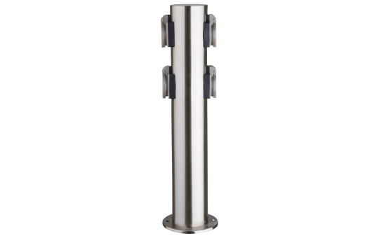 Außensteckdose 4-Fach, IP44, Edelstahl V2A, Ø118x470mm, 3680W/ 16A