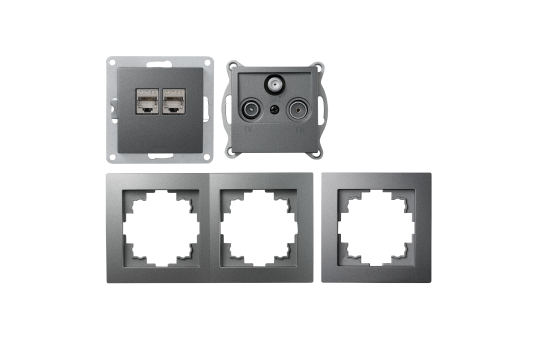 Schalter und Steckdosen Set McPower Flair ''Multimedia'' 18-teilig, anthrazit