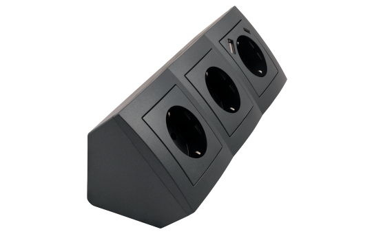 Steckdosenblock McPower ''Flair'' anthrazit, 3-fach Schutzkontakt + USB-C / USB-A