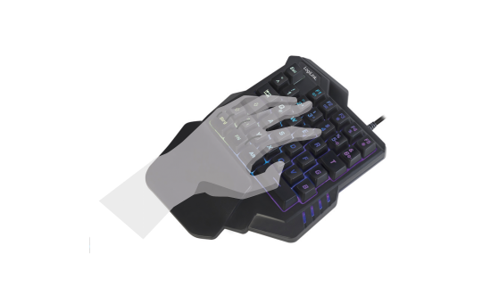 Gaming Tastatur, Einhand Keyboard, schwarz, LED Beleuchtung