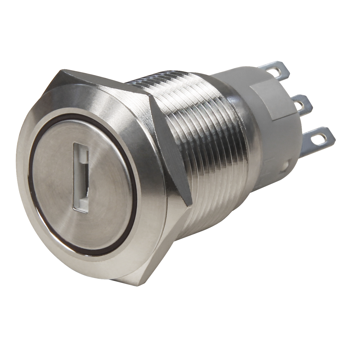 Vollmetall-Schlüsselschalter, 230V AC -3A, 19mm, Lötanschluss