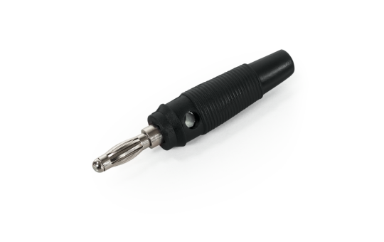 Bananen-Stecker McPower, 4 mm, Querloch, Druckfeder, schwarz, Metall