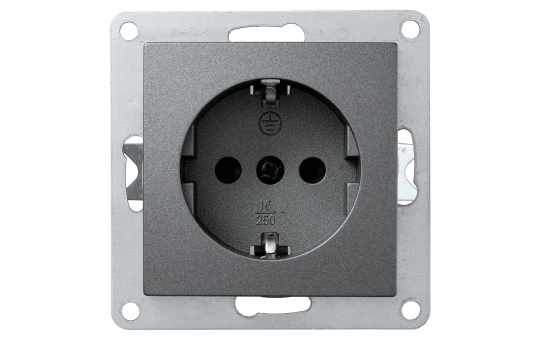 Schutzkontakt-Steckdose McPower ''Flair'', 250V~/16A, Steckanschluss, anthrazit