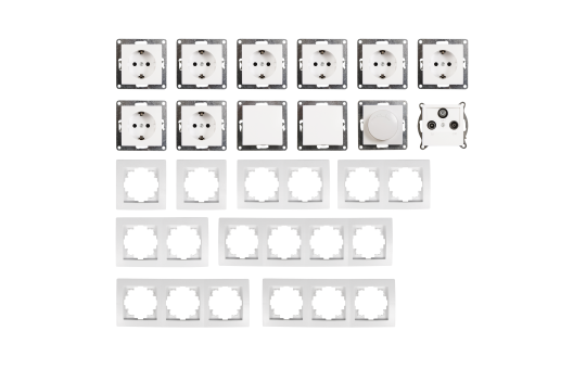 Schalter und Steckdosen Set McPower Flair ''Wohnlandschaft Dimmer'', 20-teilig, weiß