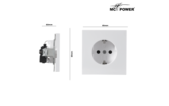 Schutzkontakt-Steckdose McPower ''Shallow'' 250V~/16A, UP, Steckanschluss, weiß