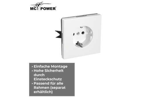 Schutzkontakt-Steckdose McPower ''Shallow'' 250V~/16A, UP, Steckanschluss, weiß