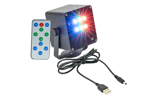 LED-Strobe-Effekt IBIZA ''TINYLED-RGB-STROBE'', akkubetrieben, 6x 1W RGB LED
