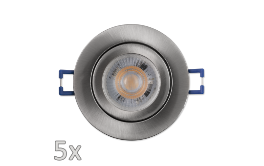 Einbauleuchten-Set McShine, 5xRahmen, 5xLED-Modul, 5W, 400lm, 230V, Edelstahl