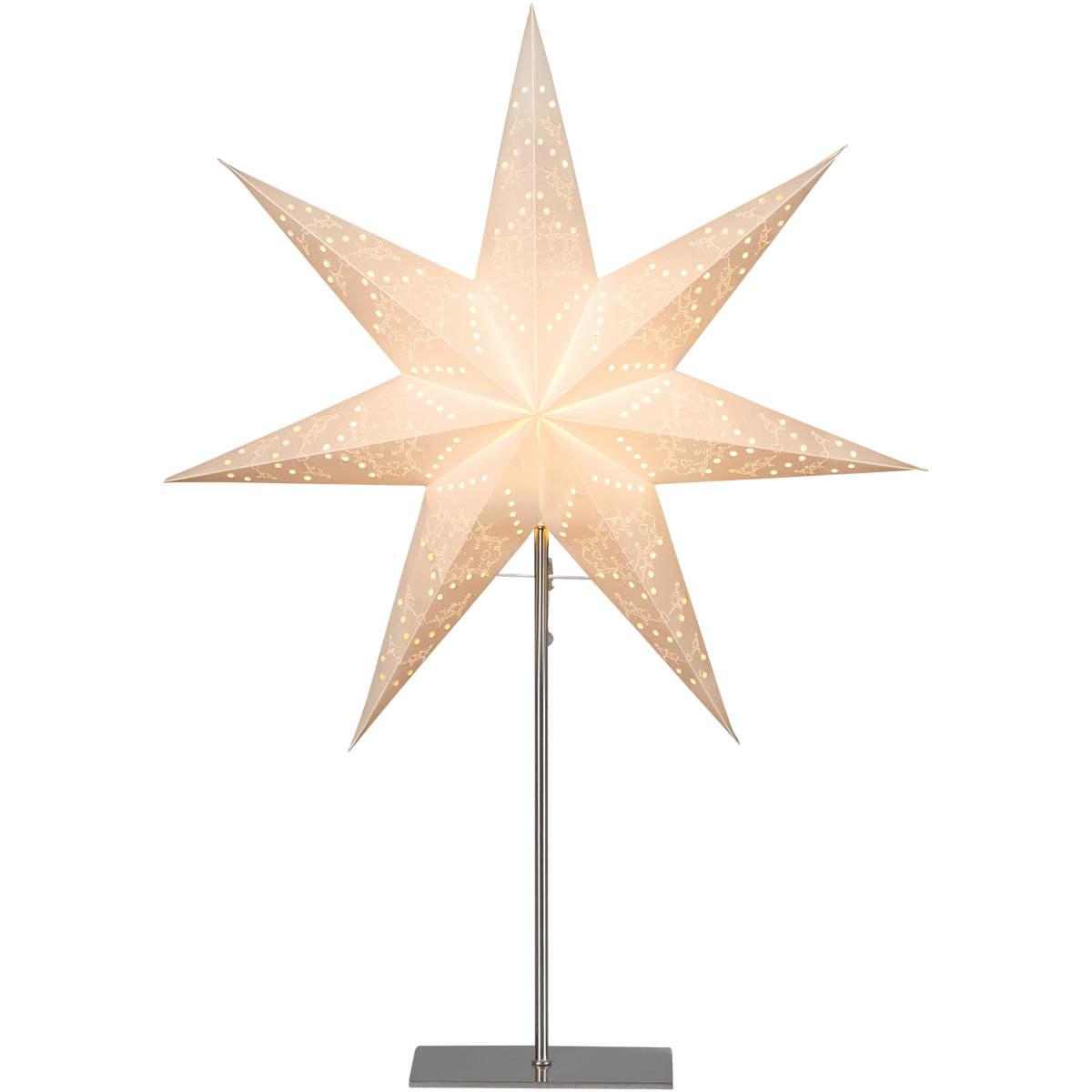 Standleuchte Stern ''Sensy 78'', 78x52cm, E14, Farbe: Creme, Metall/Papier