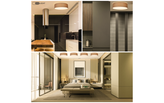 Deckenleuchte EINLICHT ''Fabric'' für 2x E27, Ø38cm, Taupe, Stoffschirm