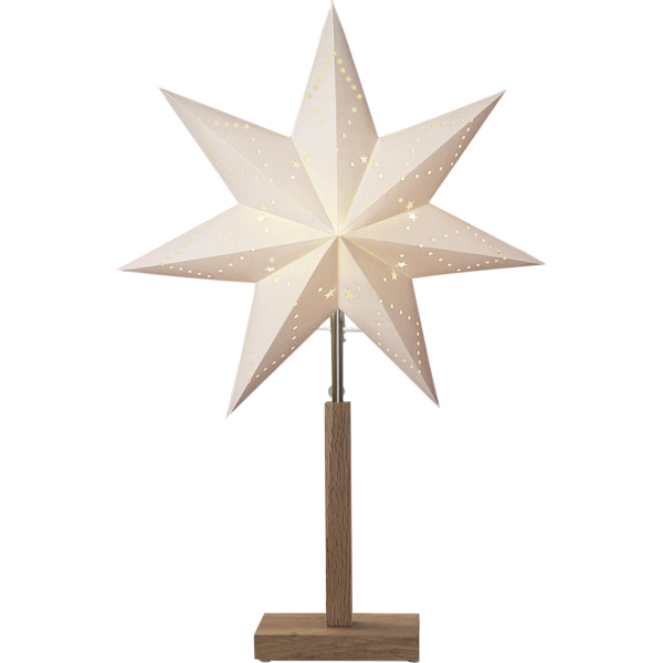 Standleuchte Stern ''Karo'', mit Holzfuß, E14, 25W, 55x34cm