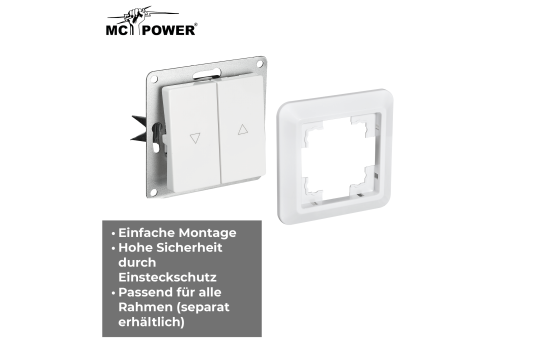 Jalousie-Taster McPower ''Cup'' Hoch und Runter, 250V~/10A, UP, weiß