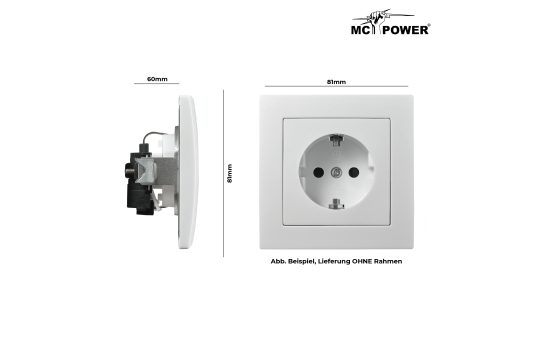 Schutzkontakt-Steckdose McPower ''Flair'' 250V~/16A, UP, Einsteckschutz, weiß