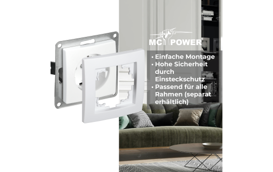 Schutzkontakt-Steckdose McPower ''Flair'' 250V~/16A, UP, Einsteckschutz, weiß