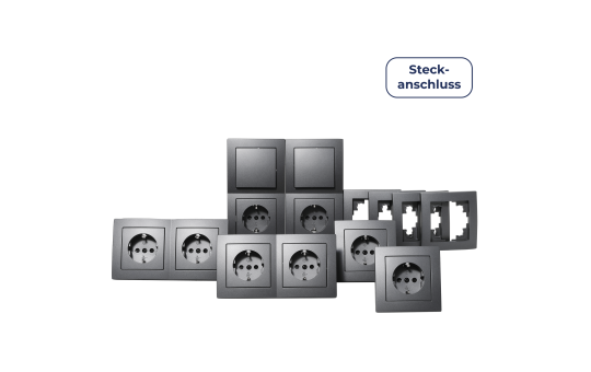 Schalter und Steckdosen Set McPower Flair ''Standard Profi'' 20-teilig, anthrazit
