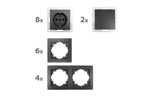 Schalter und Steckdosen Set McPower Flair ''Standard Profi'' 20-teilig, anthrazit