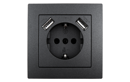 Schutzkontakt-Steckdose mit 2x USB McPower ''Flair'' 250V~/16A, 5V/2,1A, 12er-Pack