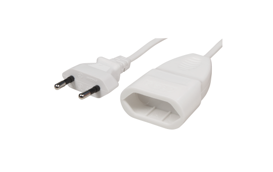 Verlängerungskabel McPower, 1m, Eurostecker auf Eurokupplung, weiß